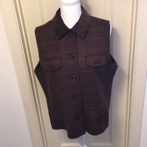 Talbots Wool Vest With Suede Collar (New)